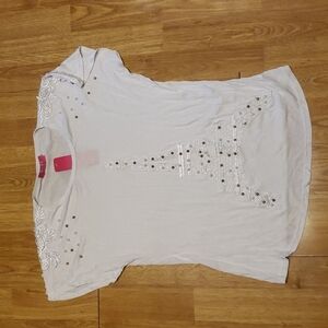 NWT beaded applique Eiffel Tower top sz XL